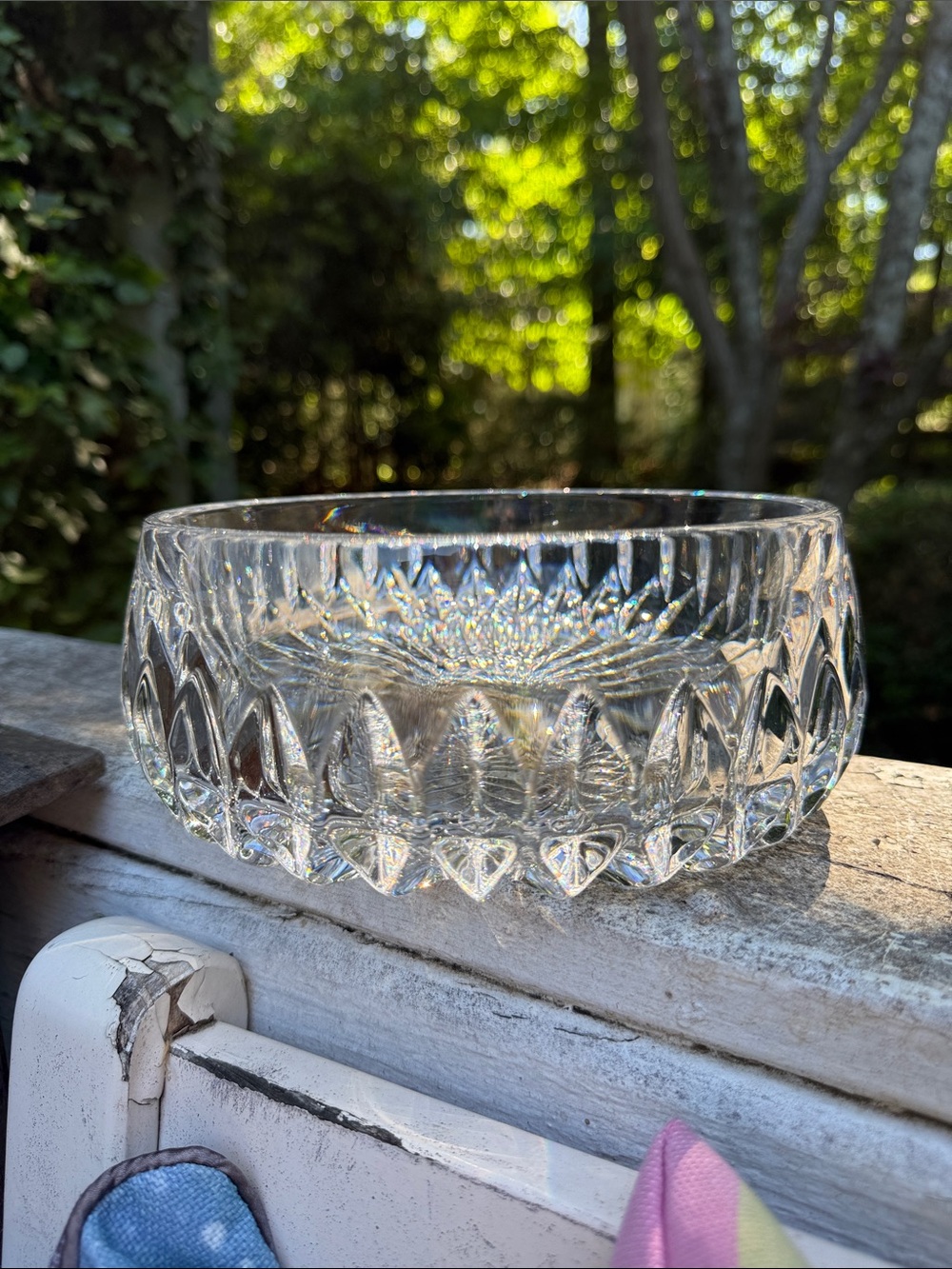 Faceted Clear Crystal Glass Decorative Bowl